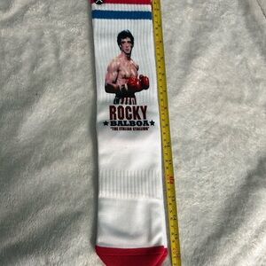 SOLD White Athletic Crew Socks with Red and Blue Stripes